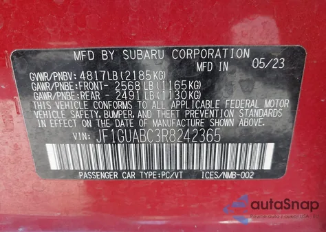 2024 Subaru Impreza Base 5-Door z USA, uszkodzony, nr VIN JF1GUABC3R8242365